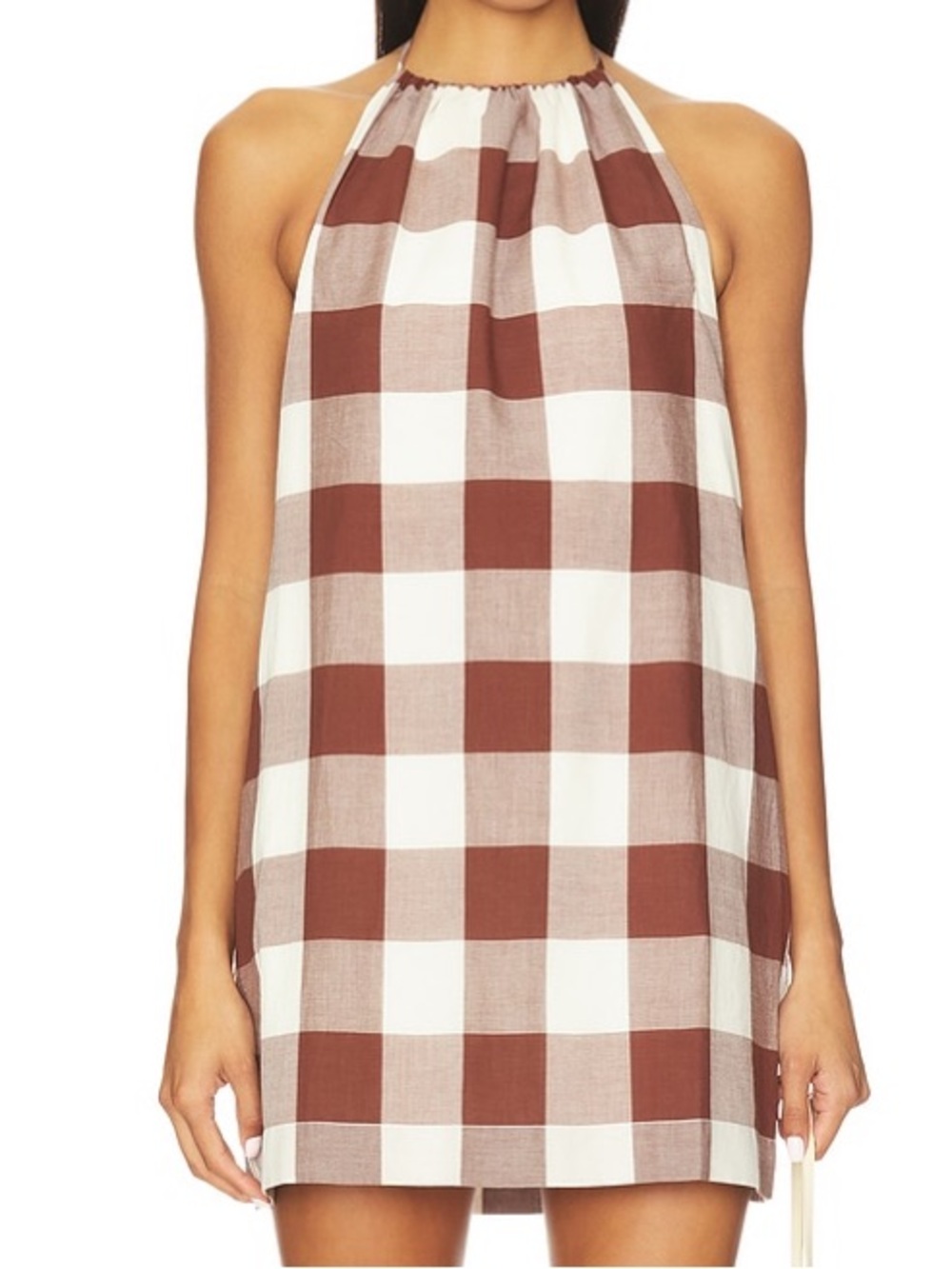 POSSE Callie Mini Dress in Mocha Gingham